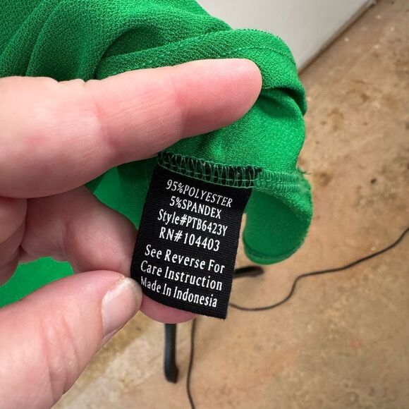 Green Relaxed V-Neck Zippered Blouse vibrant color women’s 2xl - Picture 3 of 11